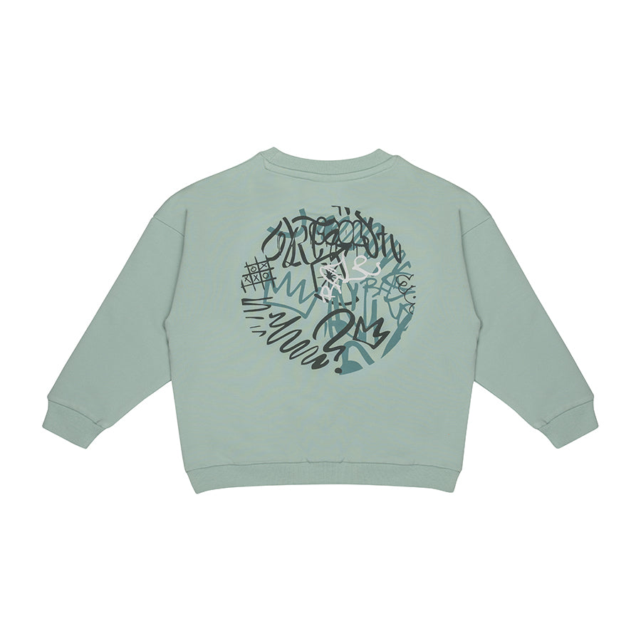Sweater Boys Graffiti - licht groenblauw