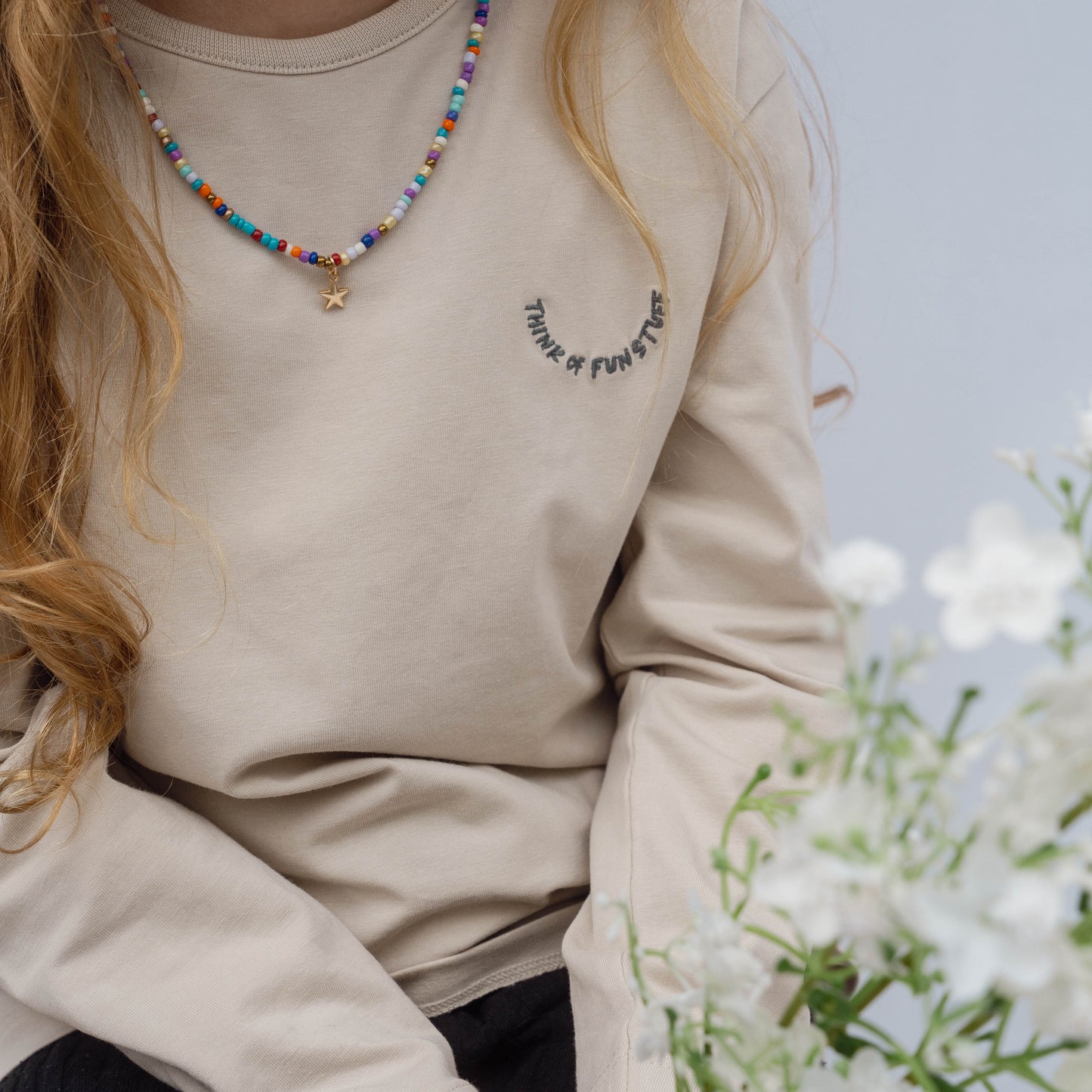 Longsleeve unisex zacht beige
