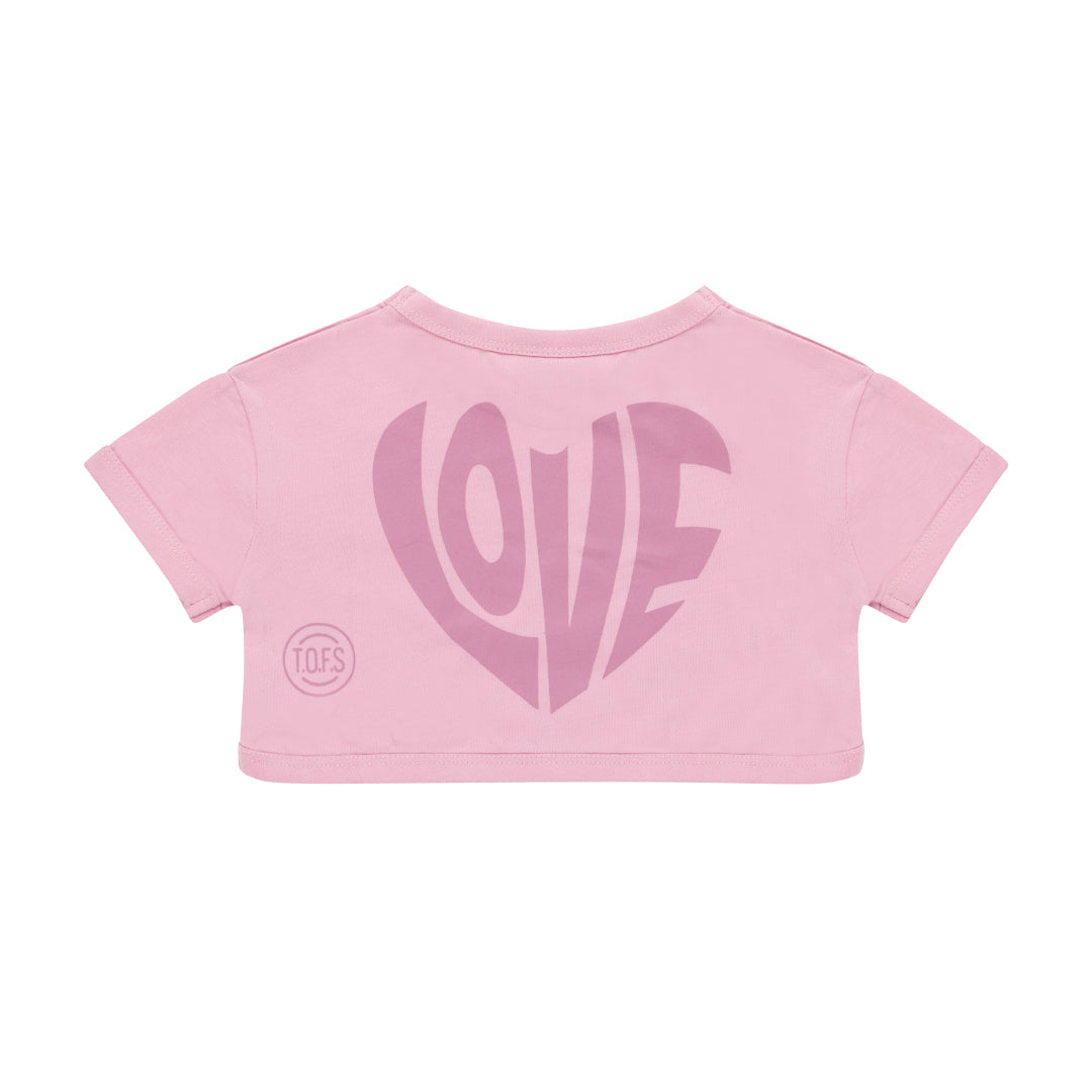 Crop t-shirt Girls Love Heart - zacht lila