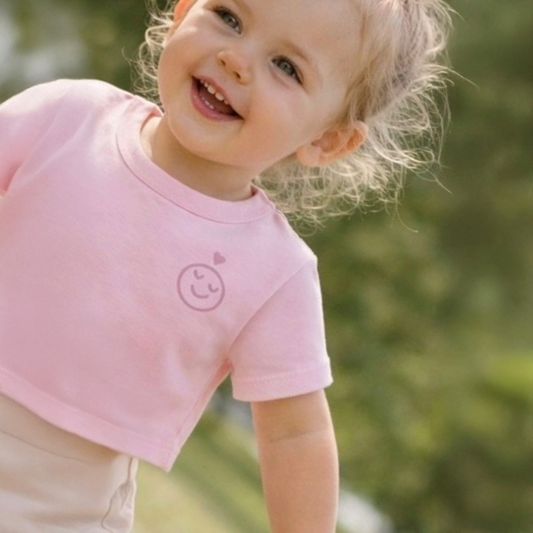 Crop t-shirt Girls Love Heart - zacht lila