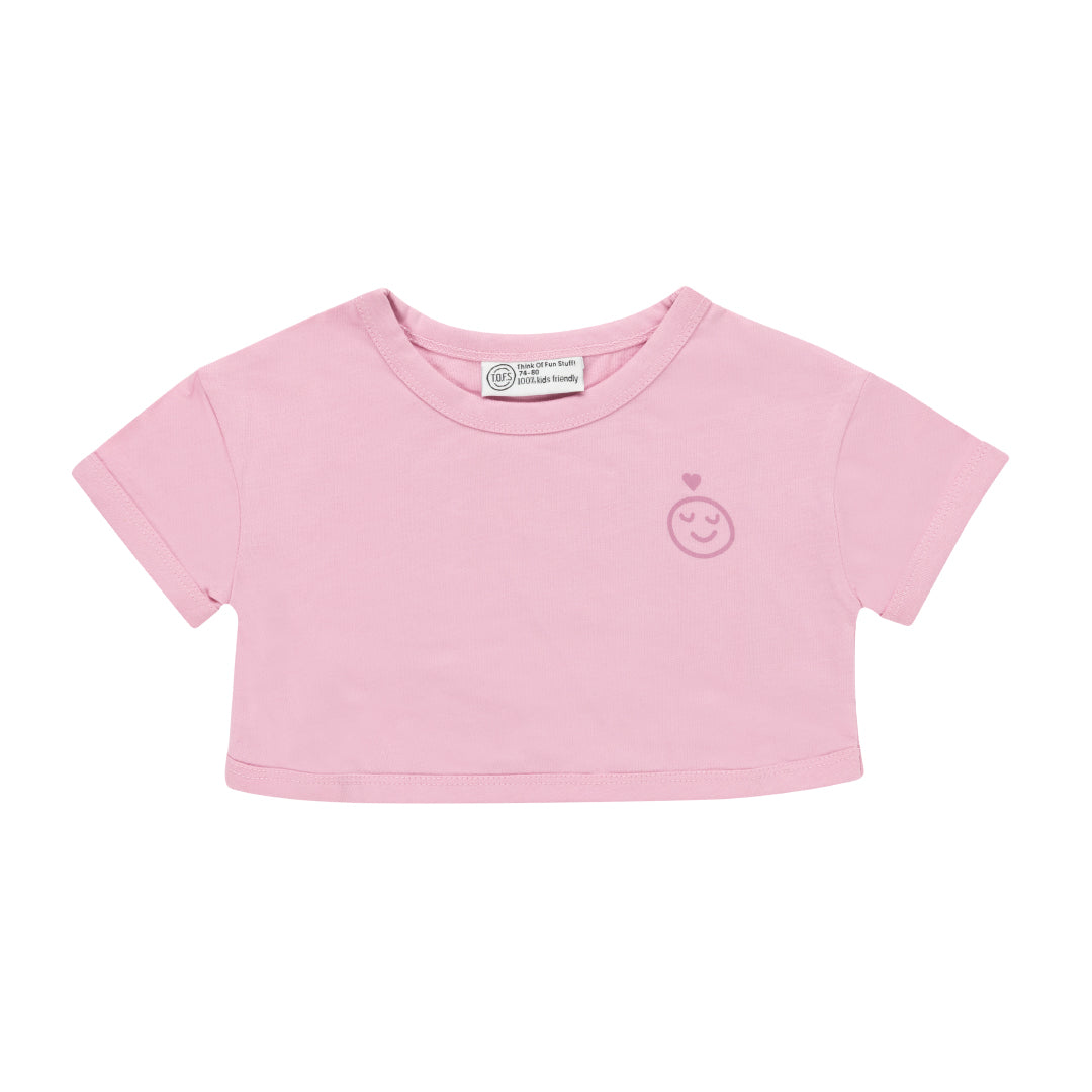 Crop t-shirt Girls Love Heart - zacht lila